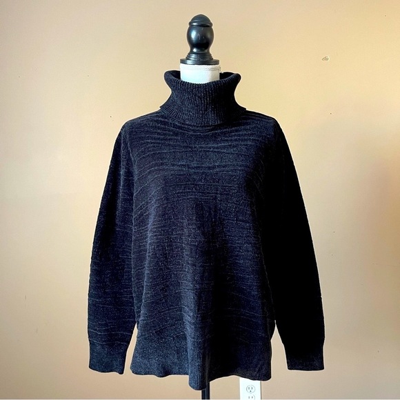 ANYBODY | Black Textured Chenille Turtleneck Sweater Sz M - Picture 1 of 7